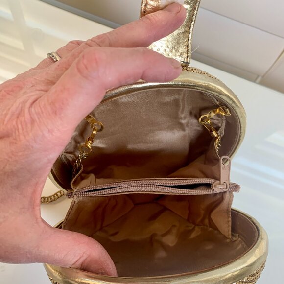 Whiting & Davis Round Gold Mesh Evening Bag Shoulder/Crossbody - Picture 6 of 7